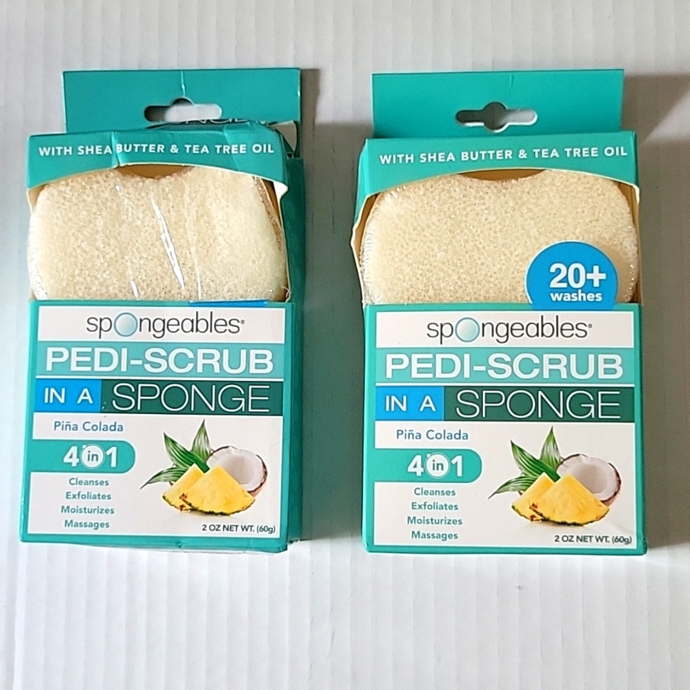 2 PK Spongeables Pedi Scrub In A Sponge. Pin̈a Colada. lasts 20 washes